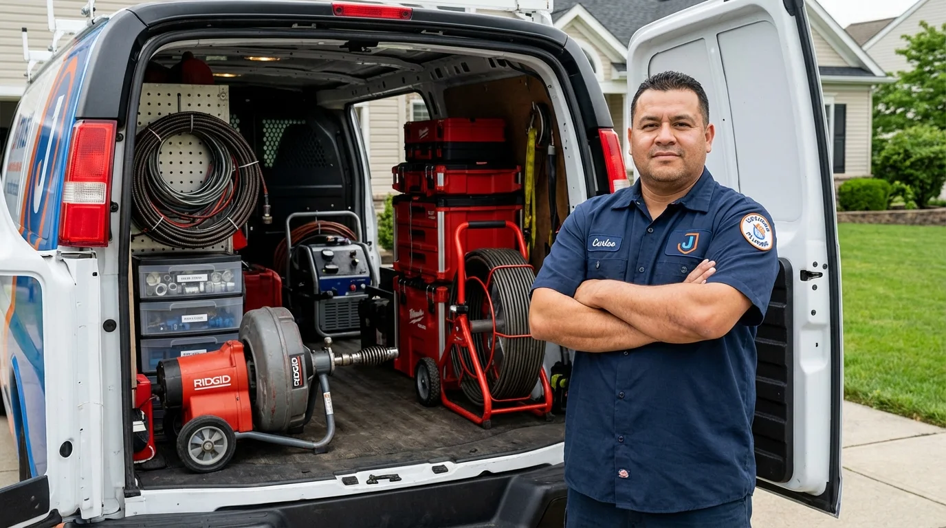 Professional drain cleaning equipment and Johns Plumbing LLC plumber in College Station